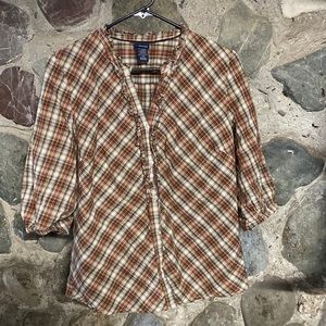 Plaid ruffle button up